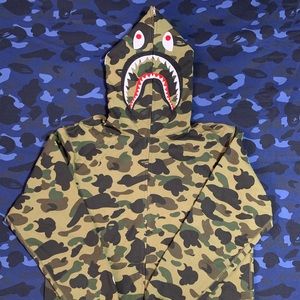 BAPE GREEN CAMO SHARK HOODIE A BATHING APE NIGO